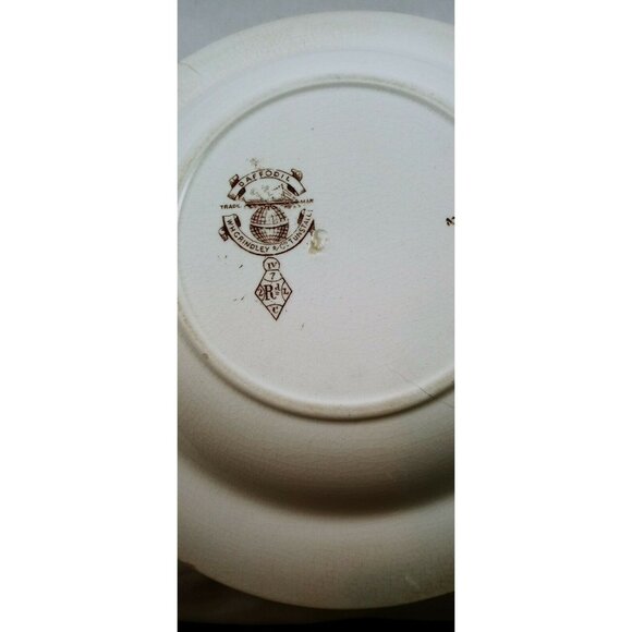 W.H. Grindley Daffodil Brown White Transferware Ironstone Bowl Ca. 1880s Vintage - Picture 11 of 16